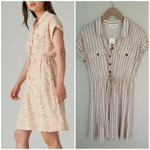 LUCKY BRAND printed stripe short sleeve shirt dress